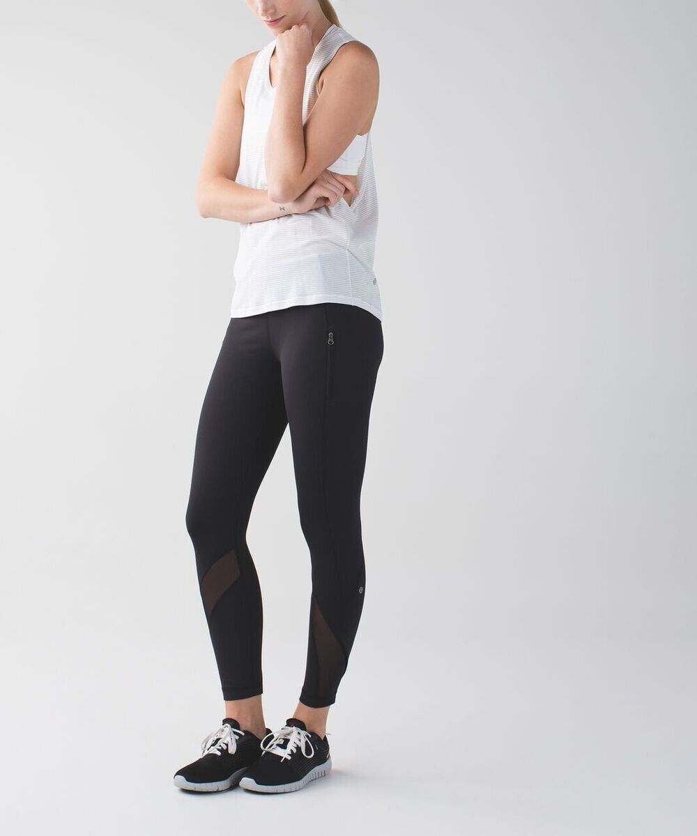 Lululemon Leggings Black Inspire Tight II Zip Pockets Pull On Stretch Size 2